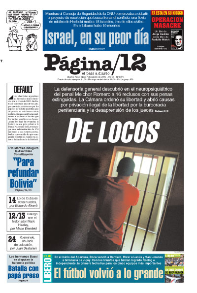 Tapa de la fecha 07-08-2006