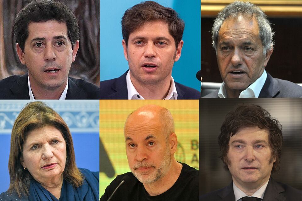 Wado de Pedro, Axel Kicillof, Daniel Scioli, Patricia Bullrich, Horacio Rodríguez Larreta y Javier Milei en la danza de las candidaturas.