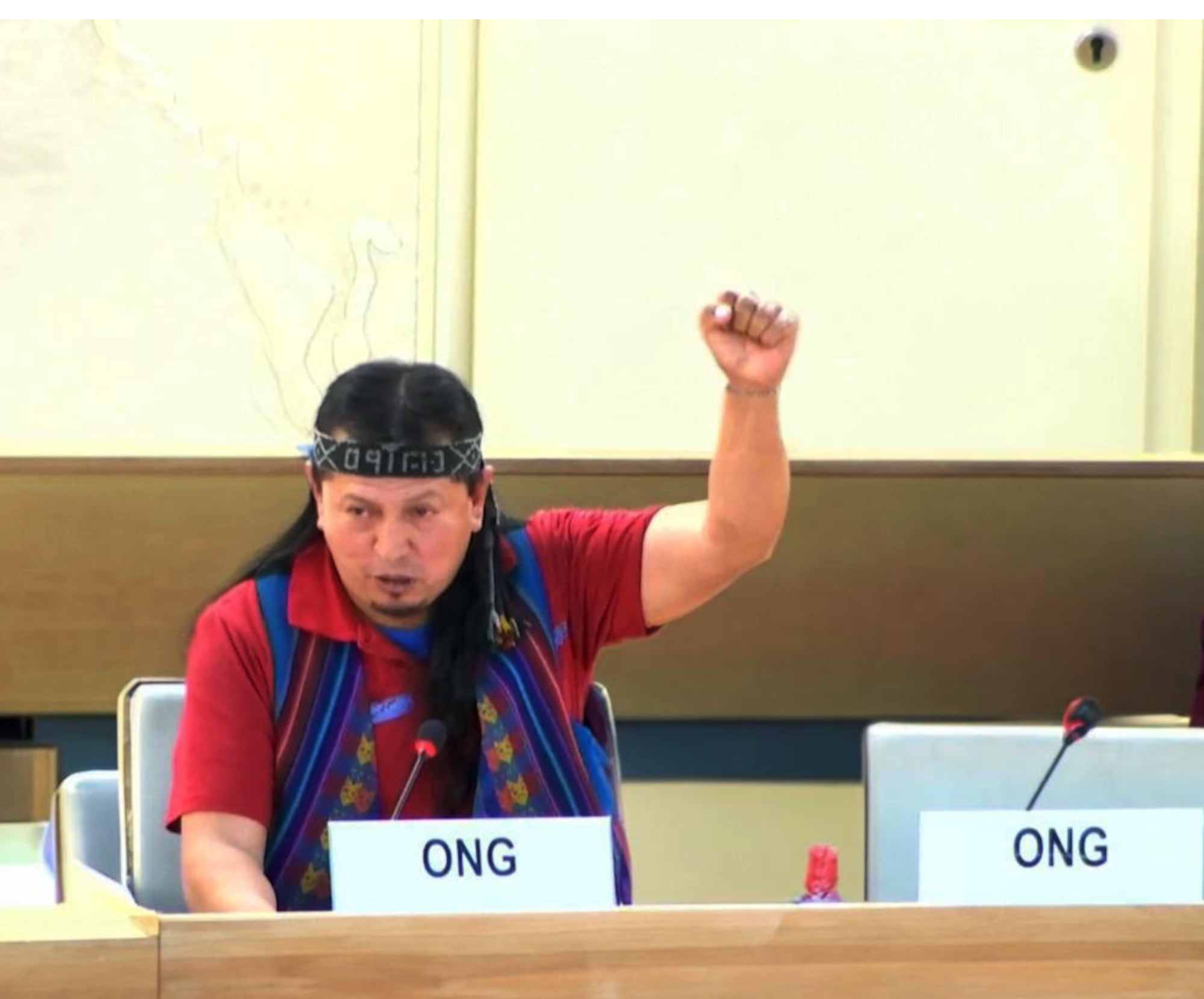 Néstor Jeréz, del Pueblo Ocloya, en la ONU.