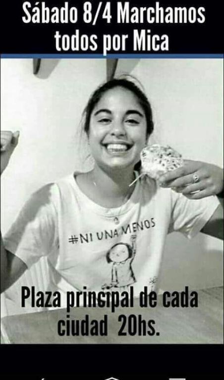 Micaela había posado con la consigna de Ni Una Menos. 