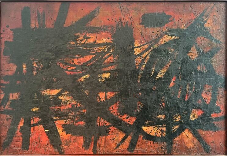 La muestra reúne un conjunto de óleos, tintas y acuarelas realizados por Sakai entre los '50 y los '90.