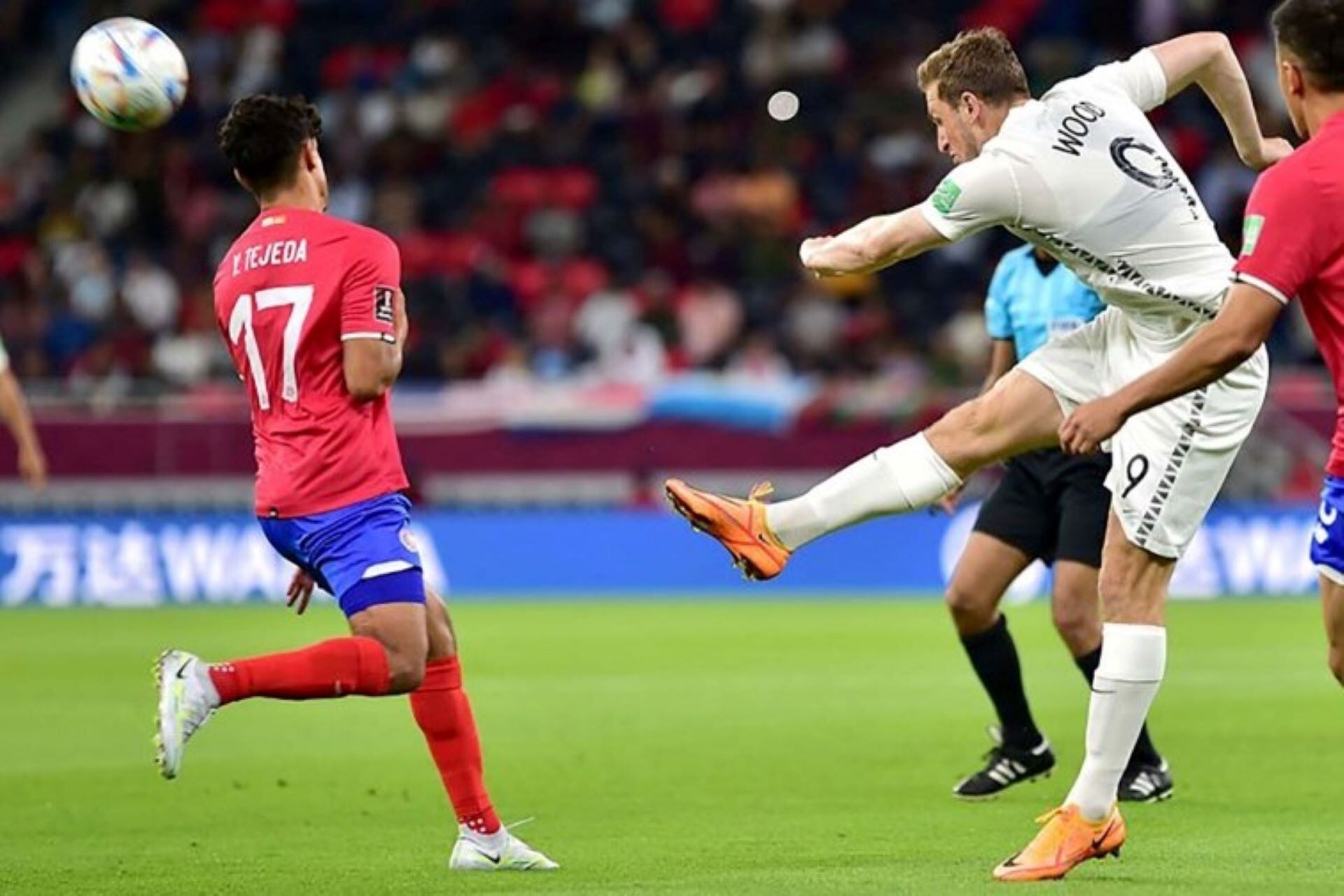 Costa Rica logró el último boleto para el Mundial de Qatar 2022 al ganar 1-0 a Nueva Zelanda en el partido de repechaje intercontinental disputado en la ciudad catarí de Al Rayyan, al oeste de Doha.(Foto: Télam)